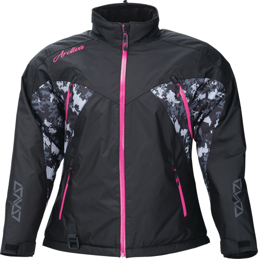 Arctiva Womens Pivot 7 Snow Jacket Black/Camo Gray/Pink