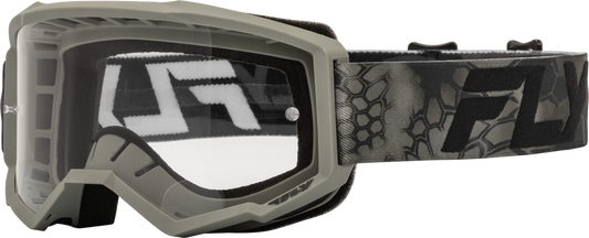 FLY RACING - 37-51159Y - YOUTH FOCUS SE KRYPTEK GOGGLE MOSS GREY/BLACK W/ CLEAR LENS