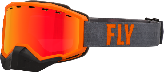 FLY RACING - 37-50084 - FOCUS SNOW GOGGLE GREY/ORANGE W/ RED MIRROR/ROSE LENS