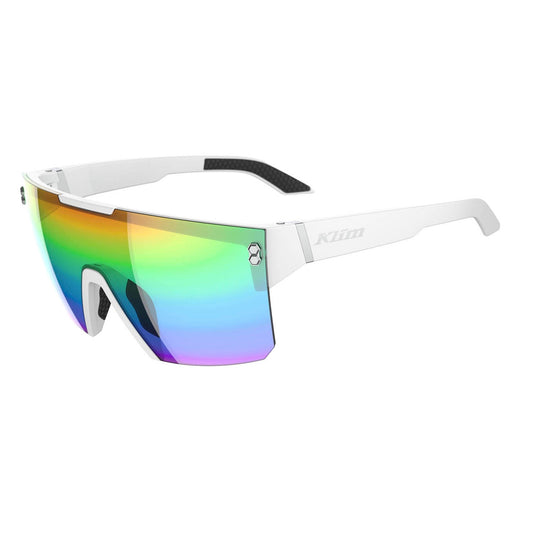 Klim Muffler Sunglasses Matte White - Smoke Oil Slick Mirrored