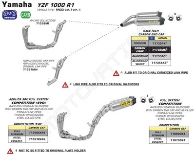 Arrow Competition Titanium Full System Exhaust - Yamaha YZF-R1