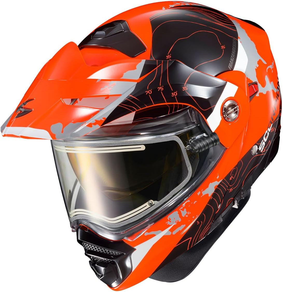 Scorpion EXO-AT960 Cold Weather Electric Snow Helmet Topographic Hi-Viz Orange
