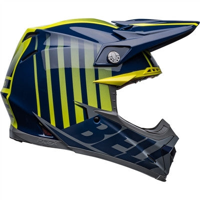 Bell Moto-9S Flex Sprint Offroad Helmet - Matte/Gloss Dark Blue/Hi-Viz Yellow