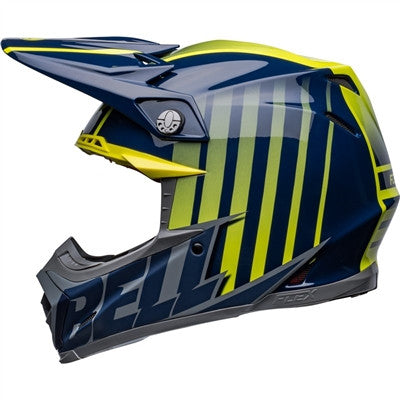 Bell Moto-9S Flex Sprint Offroad Helmet - Matte/Gloss Dark Blue/Hi-Viz Yellow