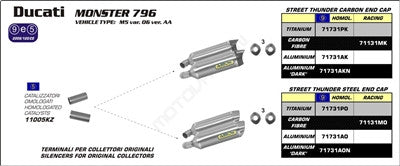 Arrow Street Thunder Slip-On Exhaust - Ducati Monster 696