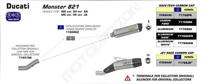Arrow Jet Race Titanium Exhaust Slip-On - Ducati Monster 821