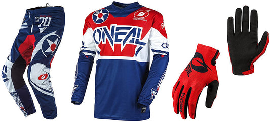 Oneal Element Warhawk Blue Jersey Pant Gloves Combo