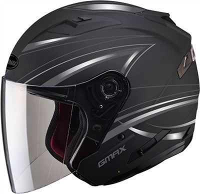 GMAX 2019 OF77 Graphics Derk Open Face Helmet - Flat Black/Silver