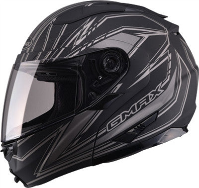 GMAX 2019 GM64 Graphic Modular Street Derk Helmet - Flat Black/Silver