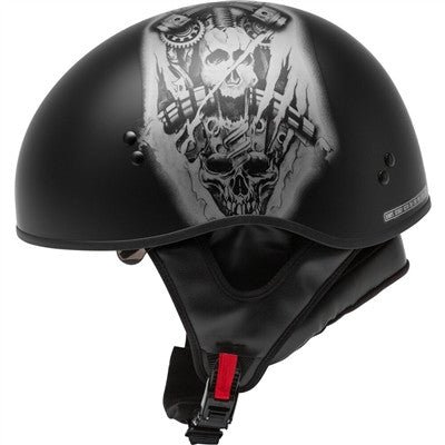 GMAX HH-65 Half Helmet - Tormentor Naked Matte Black/Silver