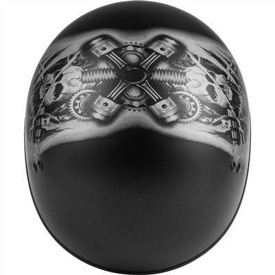 GMAX HH-65 Half Helmet - Tormentor Naked Matte Black/Silver