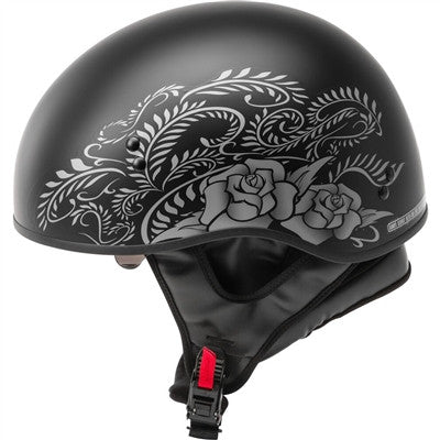 GMAX HH-65 Half Helmet - Rose Naked Matte Black/Silver