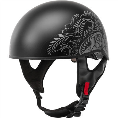 GMAX HH-65 Half Helmet - Rose Naked Matte Black/Silver
