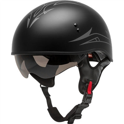 GMAX HH-65 Half Helmet - Pin Naked Matte Black/Dark Silver