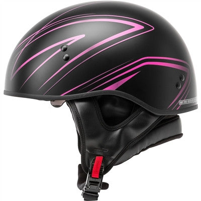 GMAX HH-65 Half Helmet - Torque Naked Matte Black/Pink