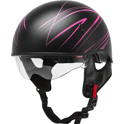 GMAX HH-65 Half Helmet - Torque Naked Matte Black/Pink