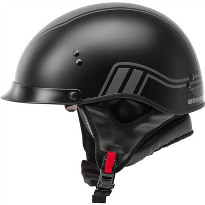 GMAX HH-65 Half Helmet - Full Dressed Twin Matte Black/Silver