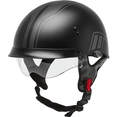 GMAX HH-65 Half Helmet - Full Dressed Twin Matte Black/Silver