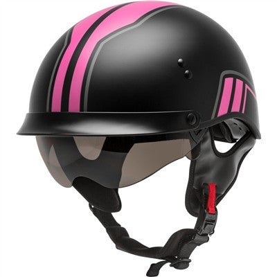 GMAX HH-65 Half Helmet - Full Dressed Twin Matte Black/Pink