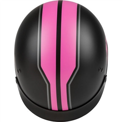 GMAX HH-65 Half Helmet - Full Dressed Twin Matte Black/Pink