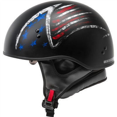 GMAX HH-65 Half Helmet - Bravery Matte Black/Red/White/Blue