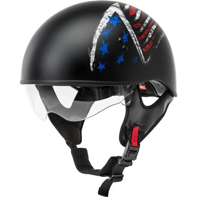 GMAX HH-65 Half Helmet - Bravery Matte Black/Red/White/Blue