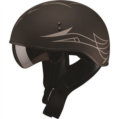 GMAX 2019 Graphics PIN Flat GM65 Naked Half Helmet  - Black/Silver