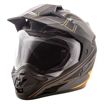GMAX 2019 GM11D Dual Sport Expedition Full Face Helmet - Flat Black/Hi-Vis Orange