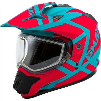GMAX GM-11S Dual-Sport Trapper Snow Helmet - Matte Teal/Orange