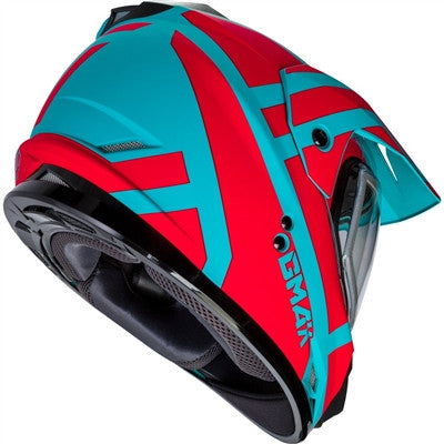 GMAX GM-11S Dual-Sport Trapper Snow Helmet - Matte Teal/Orange