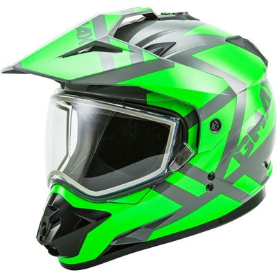 GMAX GM-11S Dual-Sport Trapper Snow Helmet - Grey/Neon Green