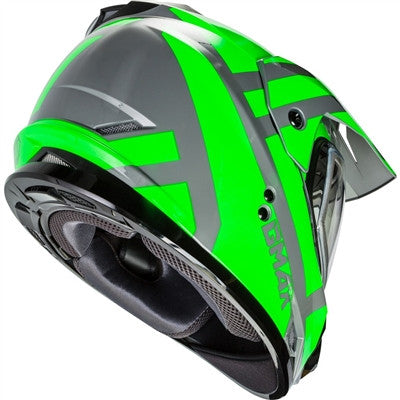 GMAX GM-11S Dual-Sport Trapper Snow Helmet - Grey/Neon Green