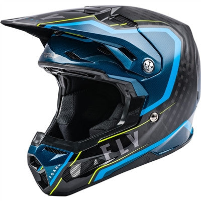 FLY Racing 2021 Youth Formula Carbon Axon Offroad Helmet - Black/Blue/Hi-Vis - Youth Large