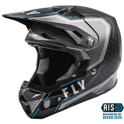 FLY Racing 2021 Youth Formula Carbon Axon Offroad Helmet - Black/Grey/Blue - Youth Large