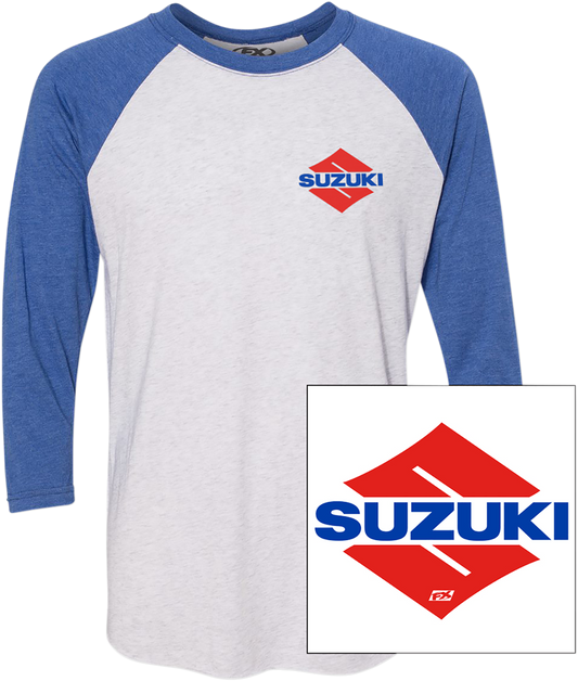Factory Effex Suzuki Wedge Baseball T-Shirt - White/Royal