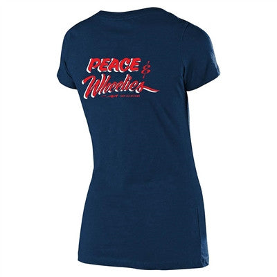 Troy Lee Designs Womens Peace & Wheelies Tee - Navy