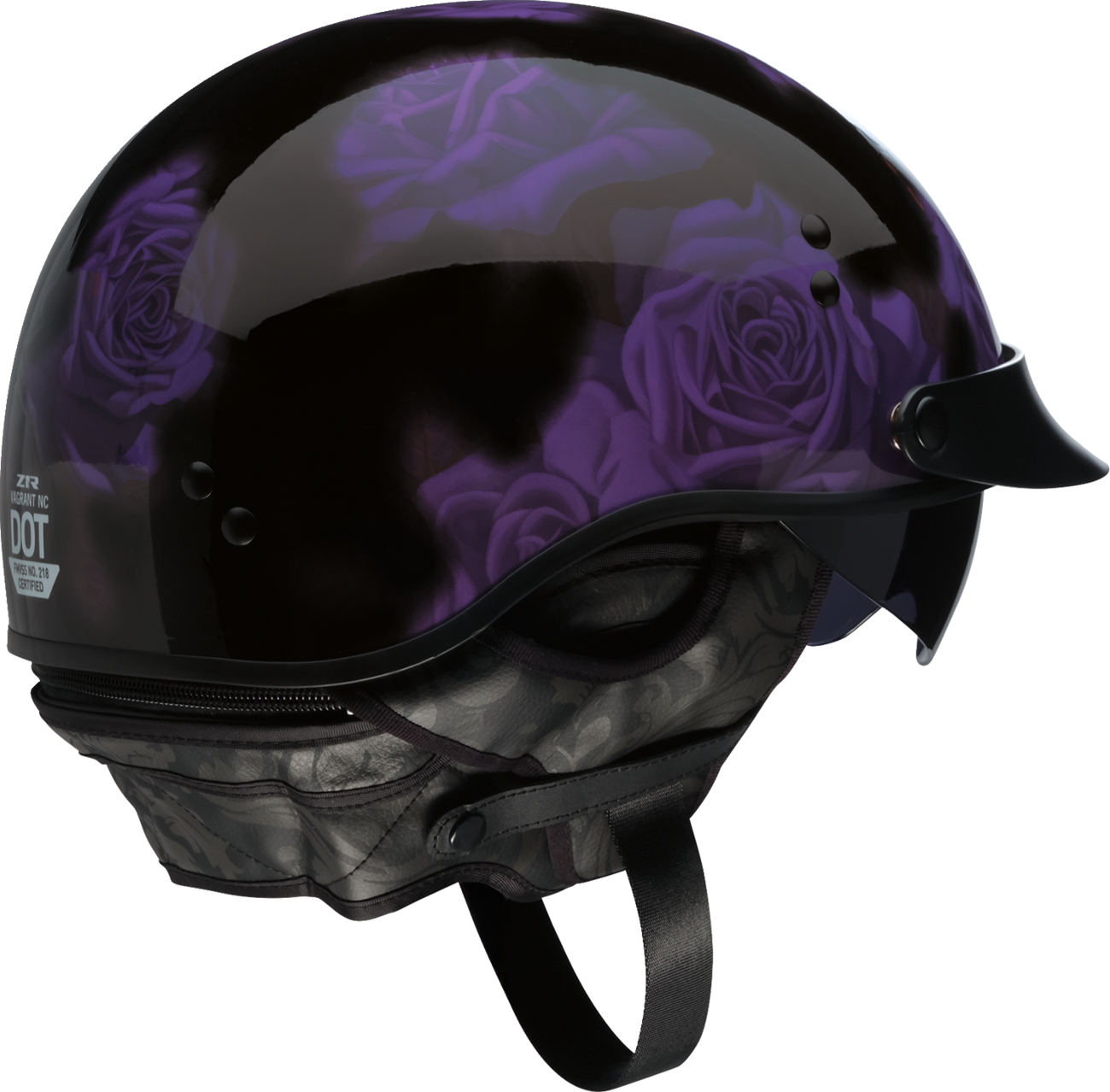 Z1R Vagrant NC Half Cruiser Helmet Rose Black/Purple