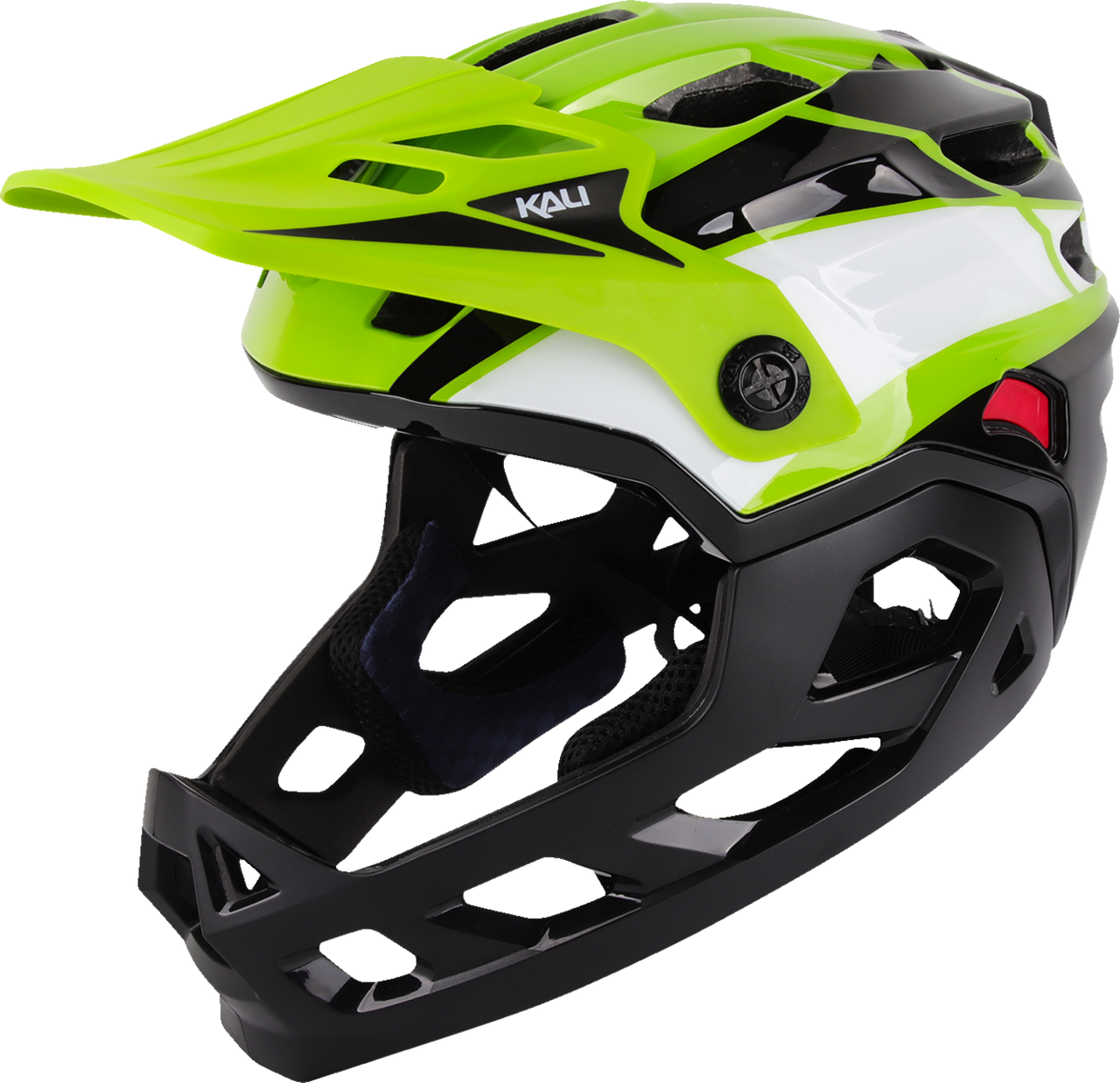 Kali Child Maya Race Full Face Bicycle Helmet Race Gloss Lime/White/Black