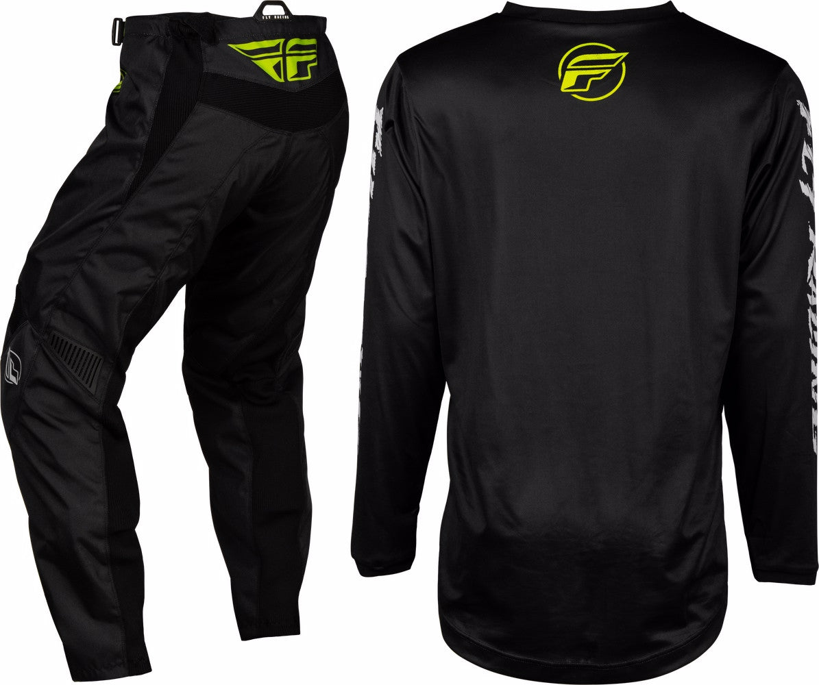 FLY Racing 2024 Youth F-16 Jersey Pant Combo  Black/Neon Green/Light Grey