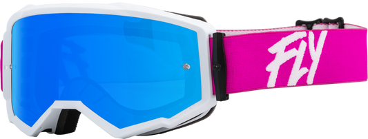 FLY RACING - 37-51504 - ZONE GOGGLE PINK/WHITE W/ SKY BLUE MIRROR/SMOKE LENS