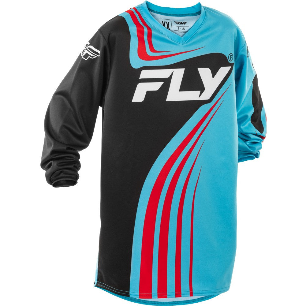FLY Racing 2025 Youth F-16 Jersey Pant Combo Cyan/Black/Red