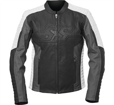 Speed and Strength Womens Hellcat Leather Jacket - Black/Grey/White