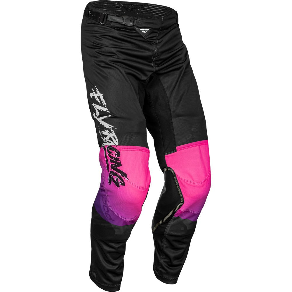 FLY Racing 2024 Youth Kinetic Mesh Khaos Jersey Pant Combo - Black/Purple/Pink