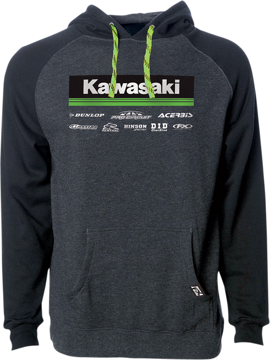 Factory Effex Kawasaki 21 Racewear Hoodie - Charcoal/Black