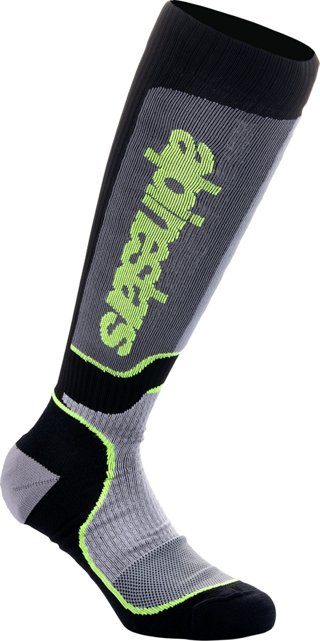 Alpinestars 2024 Youth MX Plus Socks - Black/Gray/Yellow