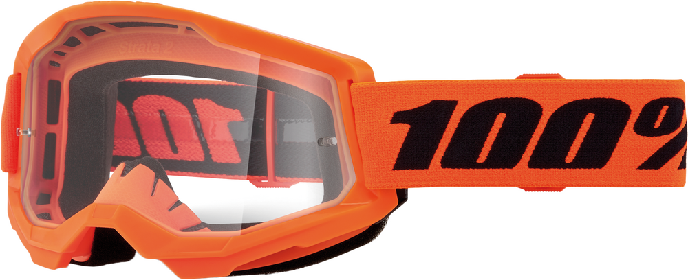 100% - 50031-00009 - STRATA 2 JUNIOR GOGGLE NEON ORANGE CLEAR LENS