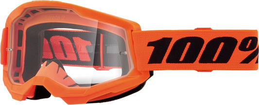 100% - 50031-00009 - STRATA 2 JUNIOR GOGGLE NEON ORANGE CLEAR LENS