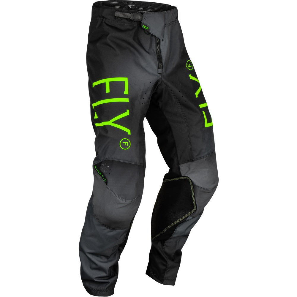 FLY Racing 2024 Youth Kinetic Prodigy Jersey Pant Combo Charcoal/Neon Green/True Blue