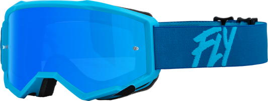 FLY RACING - 37-51722 - YOUTH ZONE GOGGLE BLUE W/ SKY BLUE MIRROR/SMOKE LENS