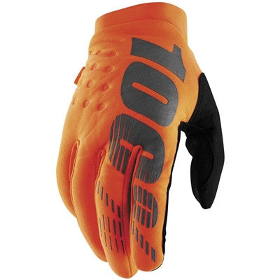 100% Brisker Cold-Weather Gloves - Fluorescent Orange/Black
